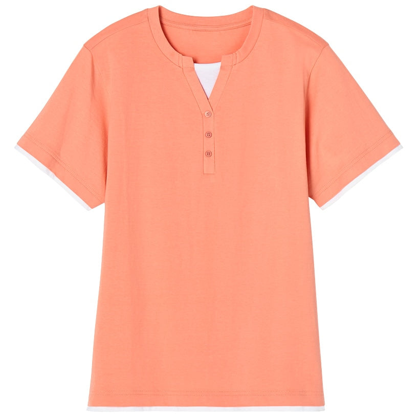 Women's Short Sleeve Knit Top Coral