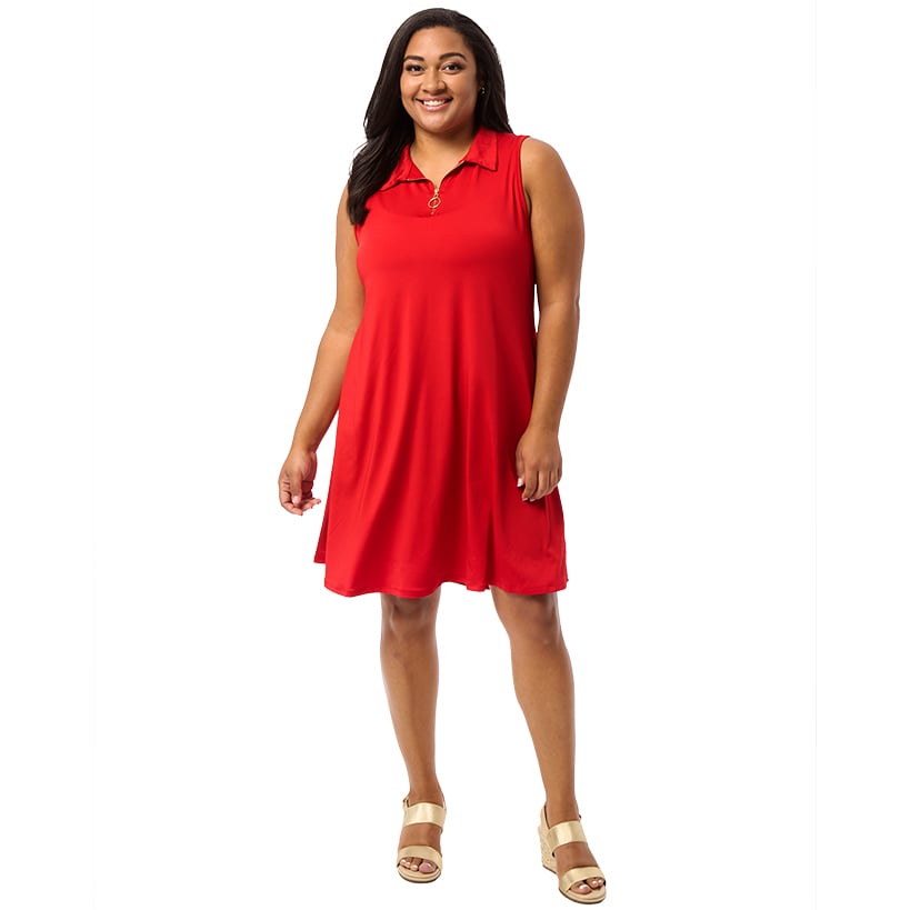 Women's Sleeveless Dress with O-Ring Zip