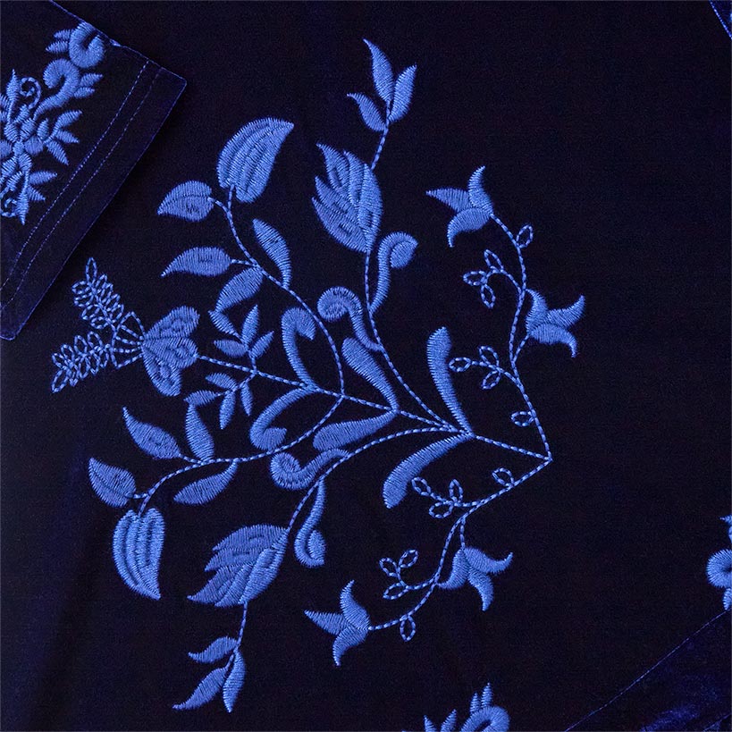 Women's Embroidered Velvet Open Front Cardigan