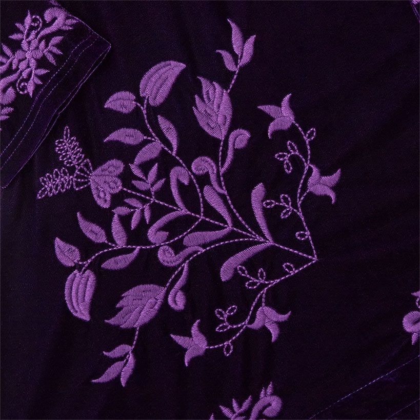 Women's Embroidered Velvet Open Front Cardigan