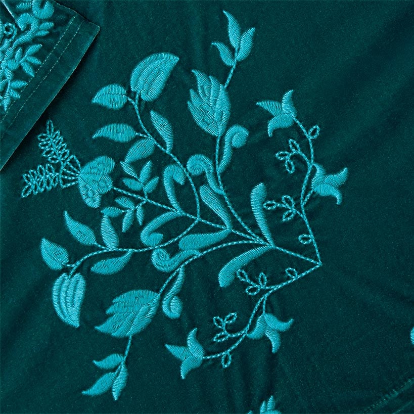 Women's Embroidered Velvet Open Front Cardigan