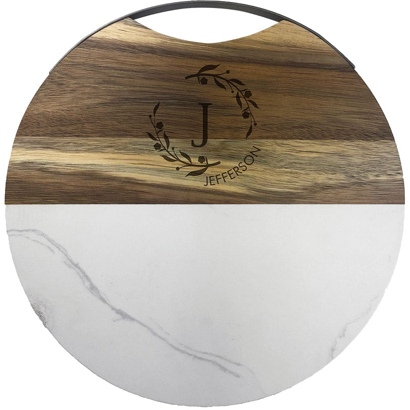 Personalized Wood and Marble Serving Board
