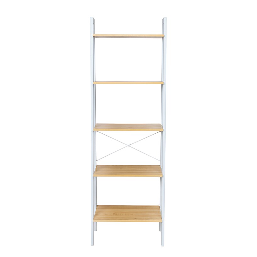 Wood and Metal A-Frame Ladder Shelf 5 Tier