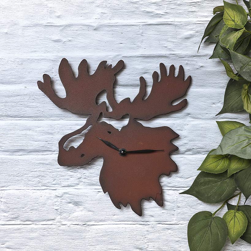 Woodland Clock Animal Silhouette Moose Bear of Eagle
