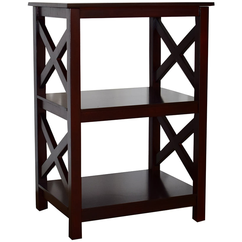 Wood Accent Table with Open Sides in X Design - 2-Tier