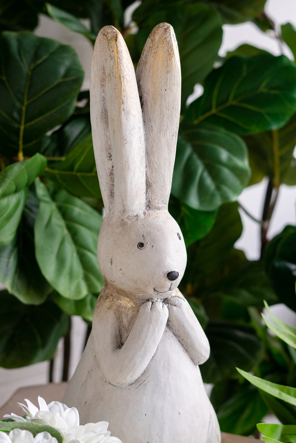 7.5x7x20" Textured White Magnesium Bunny Rabbit with Subtle Gold Details - image 10