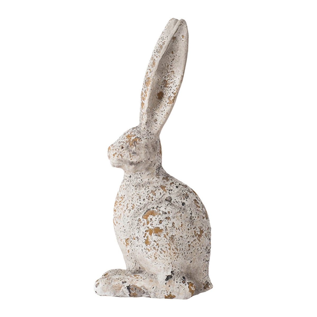 5.3x4.5x12.8" Weathered Cement Cream Rabbit Statue - image 3