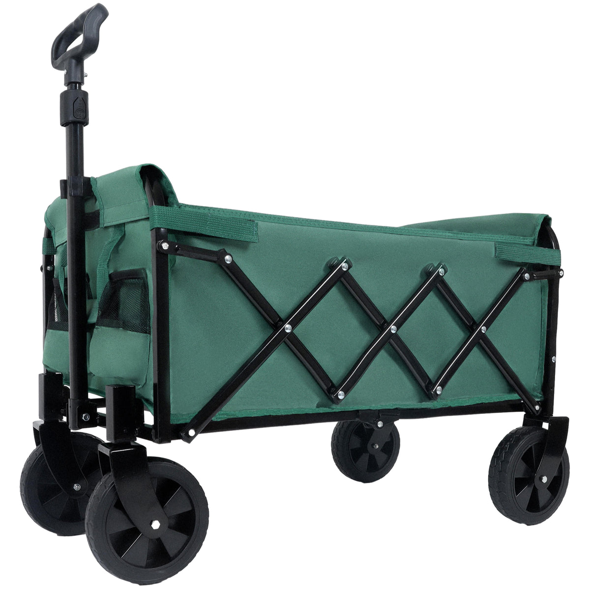 Expandable Dual-Layer Utility Wagon with 100% Extra Space - Grocery Cart for Camping, Shopping, Sports, Gardening, Fishing, Supports 225lbs, Green - image 2