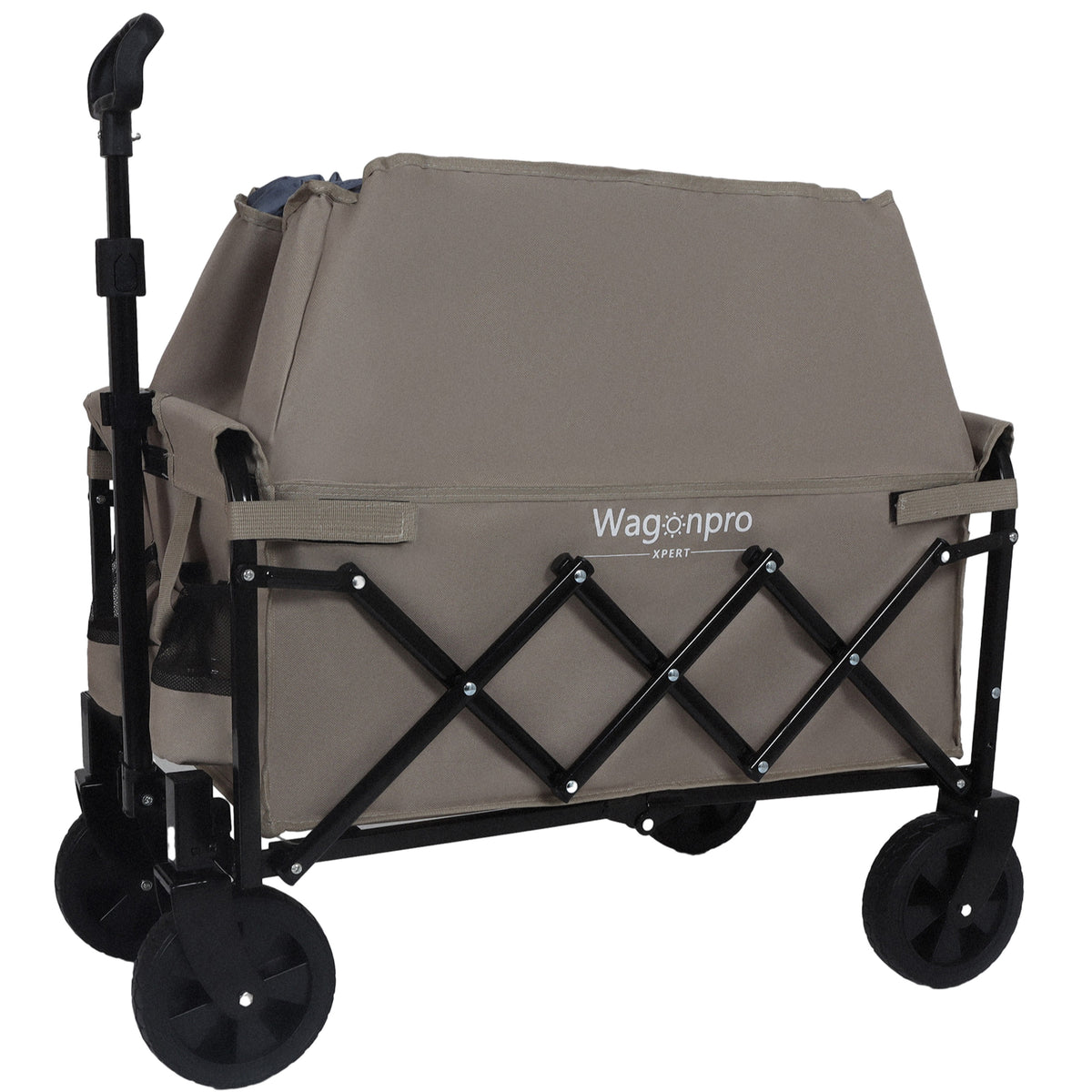 Expandable Dual-Layer Utility Wagon with 100% Extra Space - Grocery Cart for Camping, Shopping, Sports, Gardening, Fishing, Supports 225lbs, Beige - image 13