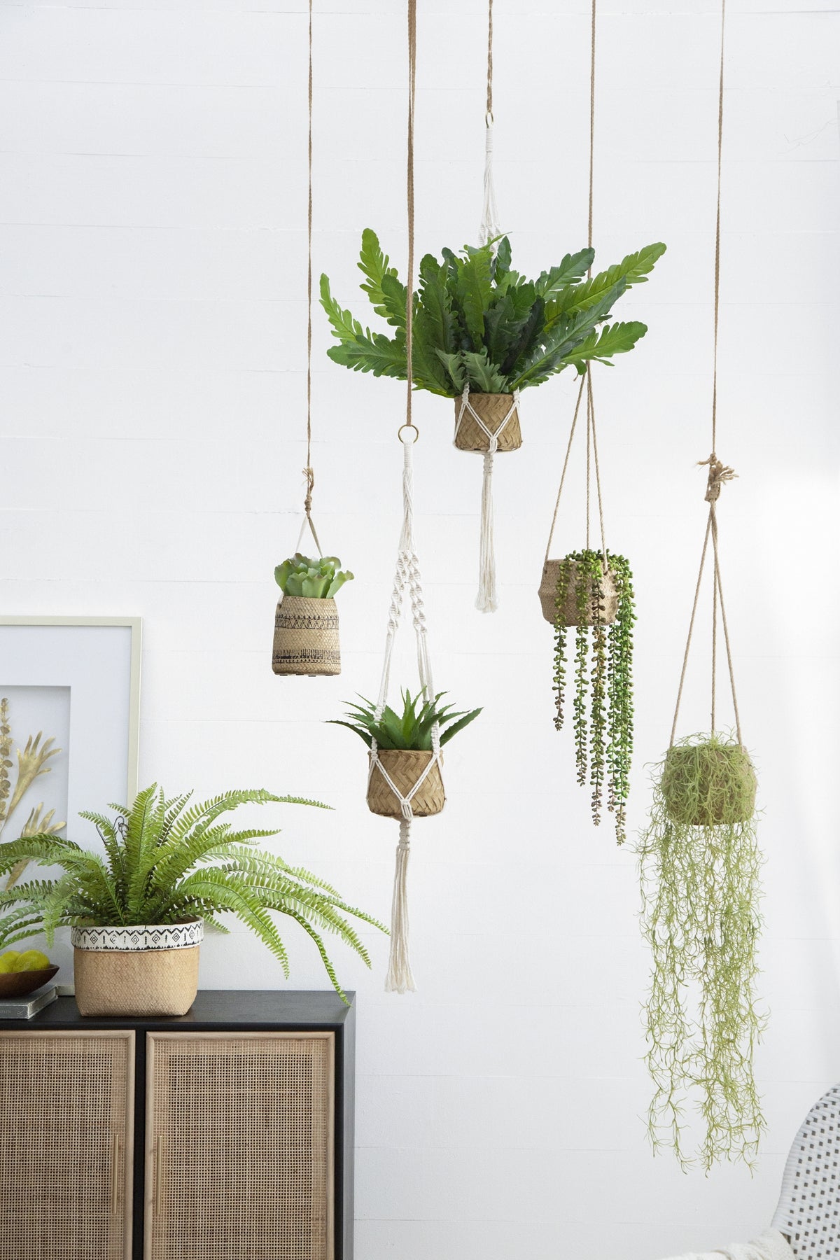 Set of 2, 5x5x4.5" Hanging Planter With Cotton Hanger, Bohemian Style - image 19