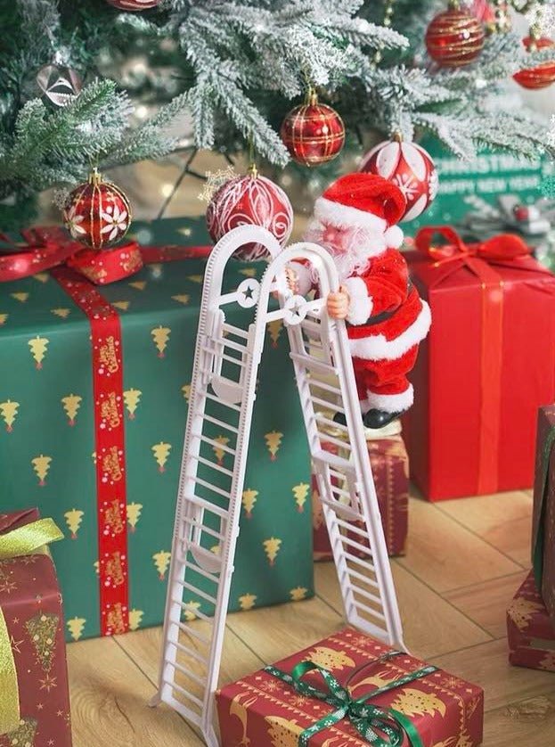 Christmas Electric Santa Decor, Santa Climbing Ropes & Ladder Toy Ornament