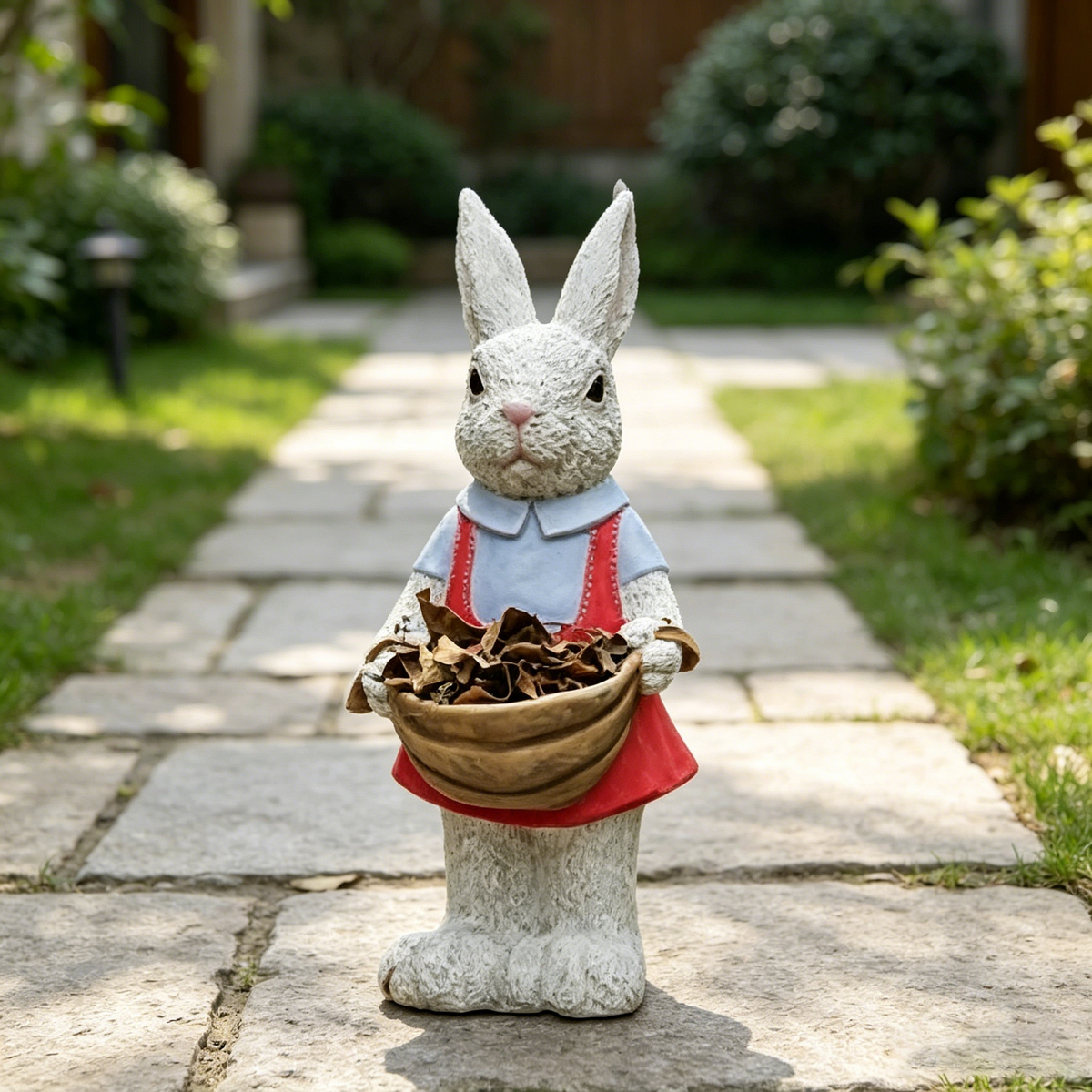 Simulated Pink Rabbit Statue Flower Pot Ornament, 17 in Resin Crafts Garden Sculpture Decor, Household Guardian Figurine, Ideal Gift for Independence Day for Yard Home Outdoor Decor - image 10