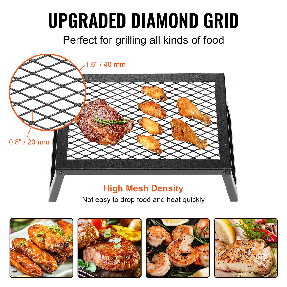 Folding Campfire Grill, Heavy Duty Steel Mesh Grate, 18" Portable Camping Grates Over Fire Pit, Camp Fire Cooking Equipment with Legs Carrying Bag, Grilling Rack for Outdoor Open Flame Cooking - image 6