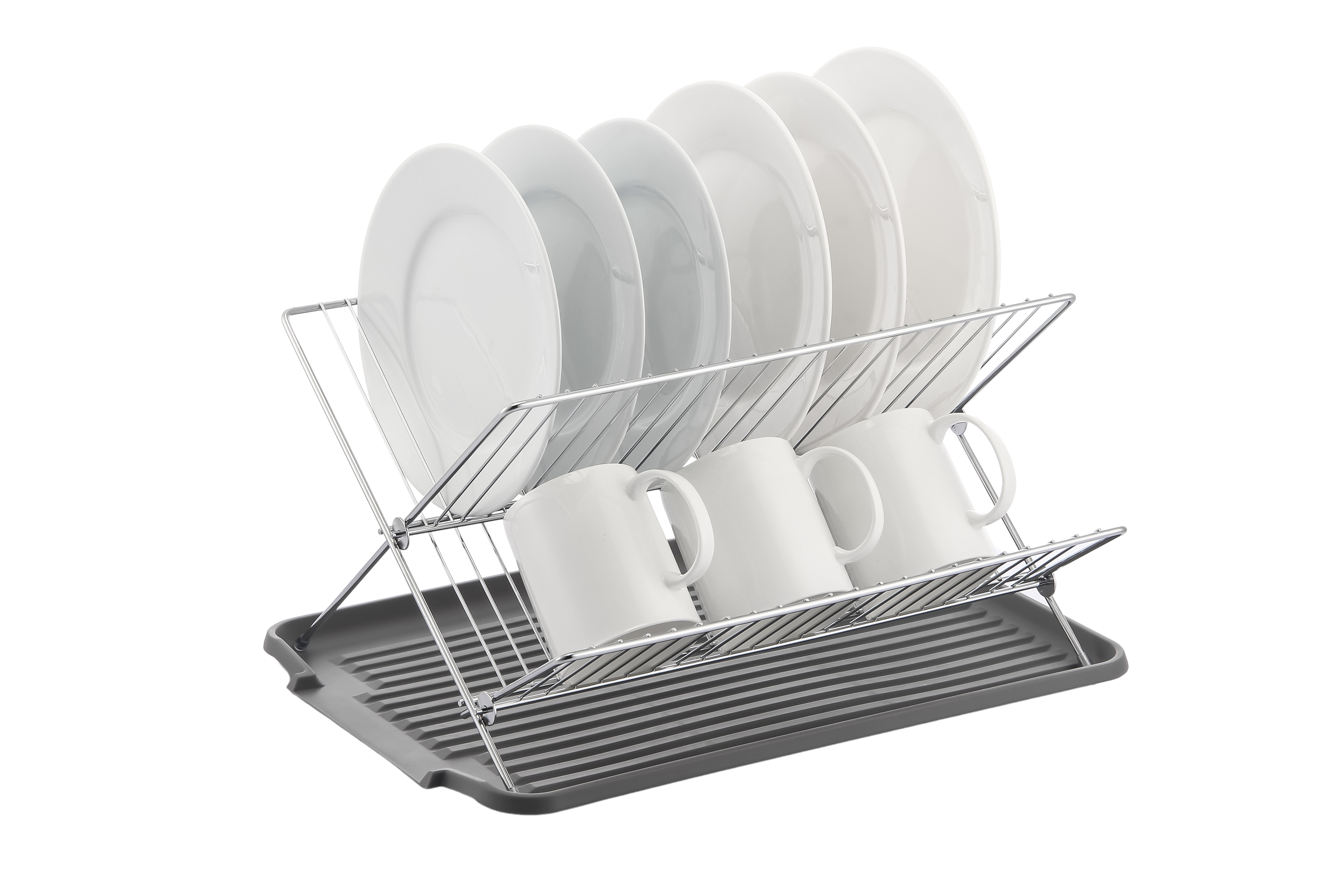 17 Inch X Shaped Stainless Steel 2-Tier Dish Rack for Kitchen Counter