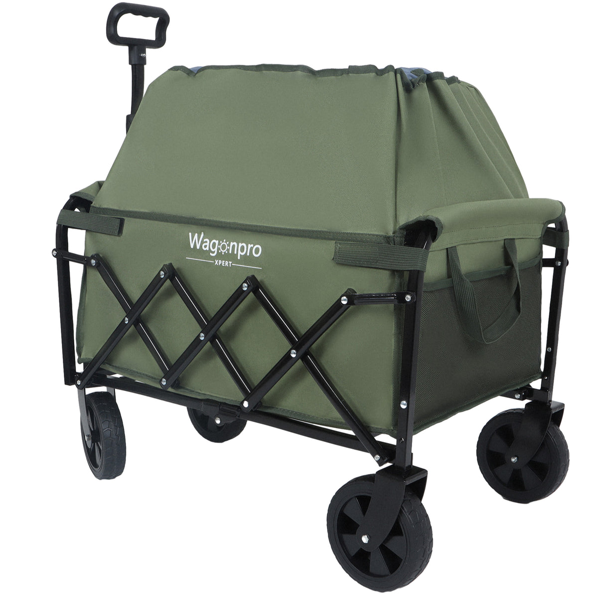 Expandable Dual-Layer Utility Wagon with 100% Extra Space - Grocery Cart for Camping, Shopping, Sports, Gardening, Fishing, Supports 225lbs, army green - image 11
