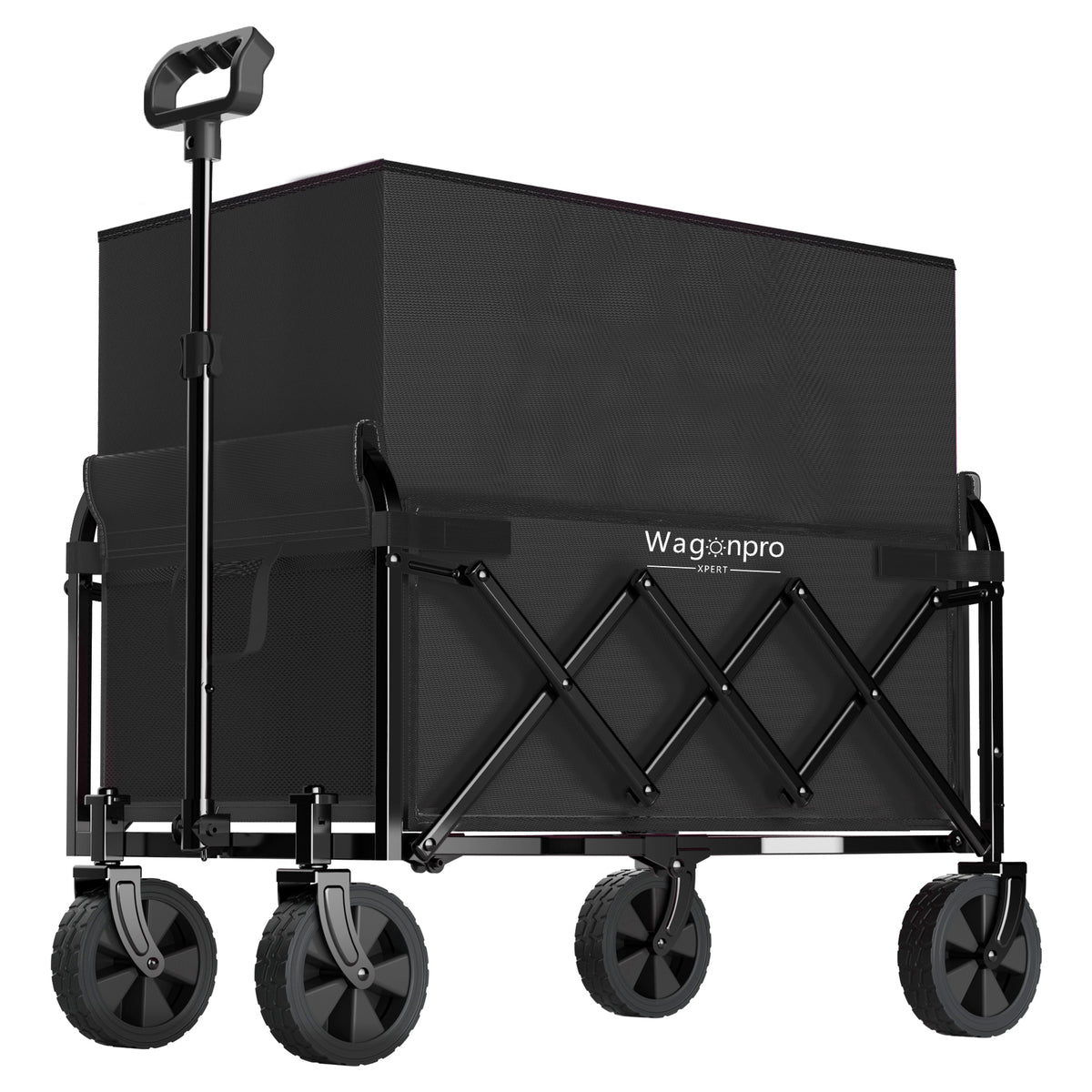 Expandable Dual-Layer Utility Wagon with 100% Extra Space - 220lbs Grocery Cart for Camping, Shopping, Sports, Gardening, Fishing, Black - image 8