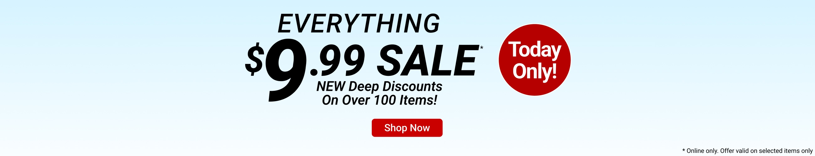 Shop deep discounts on over 100 items - everything at $9.99