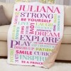 Personalized Kids' Inspirational Sherpa Throws or Pillows - Girl Throw