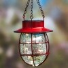 Country Solar Hanging Lanterns - Red