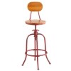 Adjustable Swivel Stool with Back - Red
