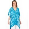 Tie-Dye Lace Trim Cover-Up Caftan - Turquoise S/M