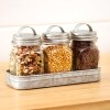 Set of 3 Glass Canisters in Galvanized Tray - Set of 3 Glass Canisters in Tray