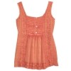 Smocked Back Embroidered Tops - Coral M 10/12