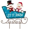 Metal Sleigh Stakes - Let It Snow