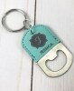 Personalized Bottle Opener Key Chains - Teal Script