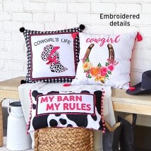 Cowgirl Embroidered Accent Pillow