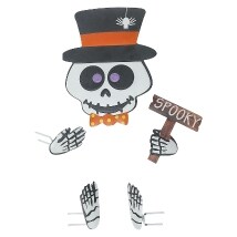 Pumpkin Decorating Kits Metal In Cat Ghost Bird Or Skeleton Characters - Skeleton