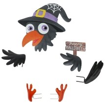 Pumpkin Decorating Kits Metal In Cat Ghost Bird Or Skeleton Characters - Bird