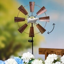 Wind Spinner Country Windmill With Cow Motif Garden Stake