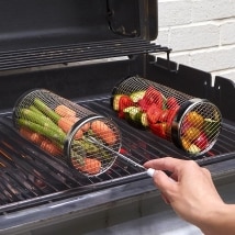 Set of 2 Rolling Grill Baskets with Roasting Forks