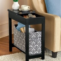 Side Table with Fashion Print Storage Bin