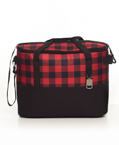 Buffalo Plaid Oversized Insulated Cooler Bags - Black/Red