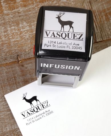 Personalized Self-Inking Stamps - Deer Square