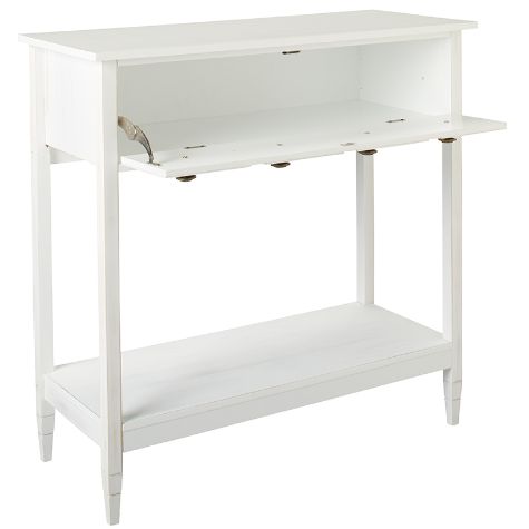 Console Table with Drop-Down Drawer - White