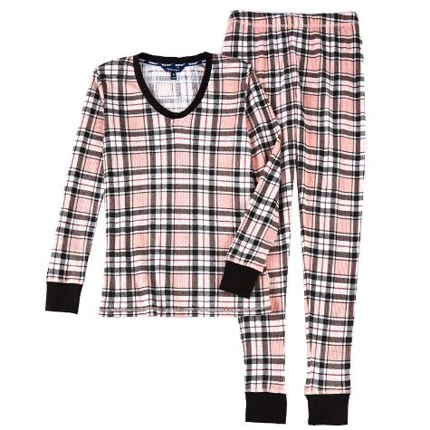 Women's Isotoner Waffle Knit Thermal Sets - Plaid Small