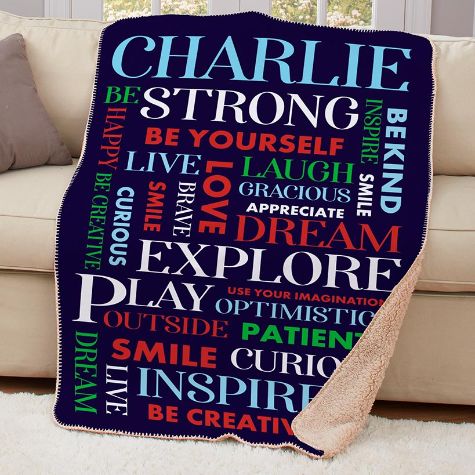 Personalized Kids' Inspirational Sherpa Throws or Pillows - Boy Throw