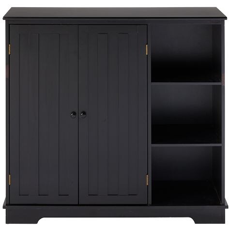 Beadboard Wooden Storage Cabinets or Baskets - Black Storage Unit