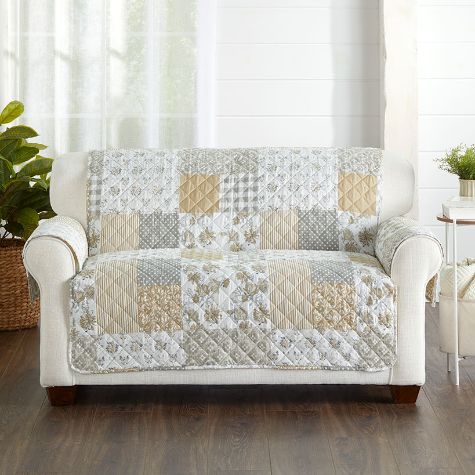Country Quilted Furniture Protectors - Taupe Love Seat