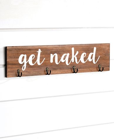 Humorous Bathroom Accents - Get Naked Wall Hook