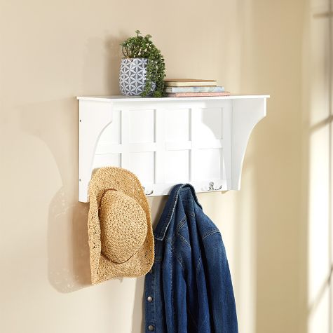 Entryway Benches with Storage or Wall Shelves - White Wall Shelf
