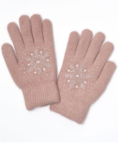 Women's Embellished Cozy Brushed Lined Gloves - Pink