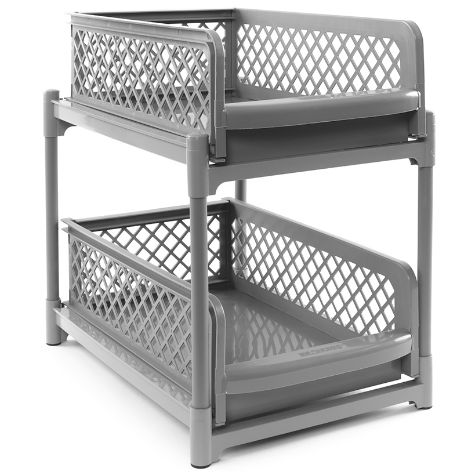 Sliding Cabinet Baskets - Gray 9 inch