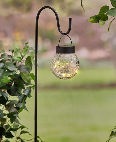 Solar Staked or Hanging Crackle Ball Lights - White Staked
