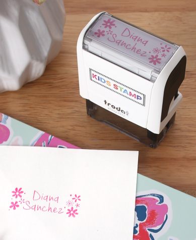 Kids' Personalized Self-Inking Stamps - Pink Flowers