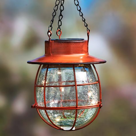 Country Solar Hanging Lanterns - Brown