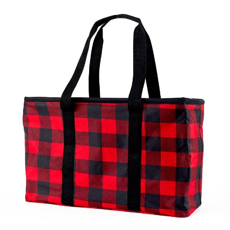 Oversized Collapsible Multipurpose Tote Bags - Red Buffalo Plaid